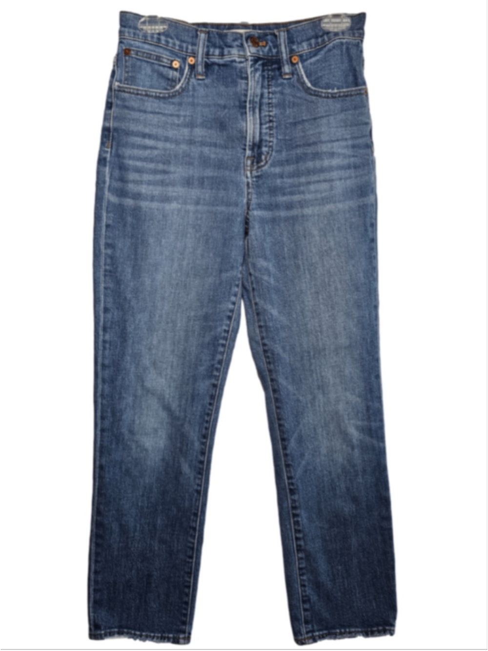 Madewell The Perfect Vintage Crop Jeans Size 27 High Rise Blue Denim Raw Hem